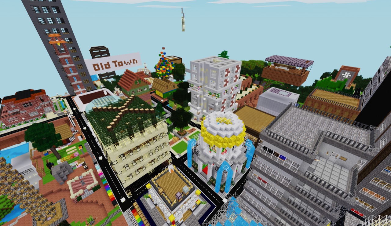 Old Town district with a domed building and skyscrapers